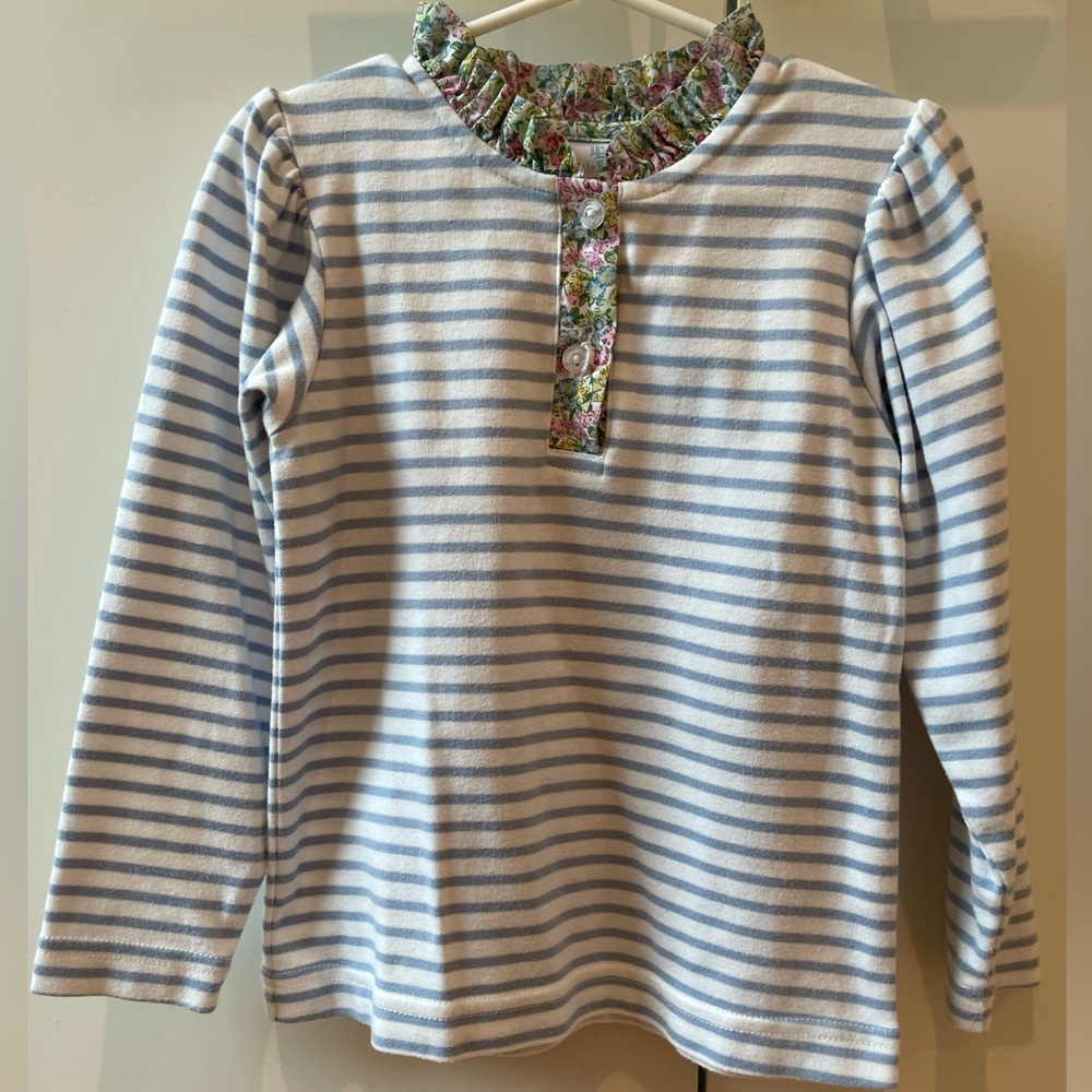 Little English Blue and White Striped Long Sleeve Tee